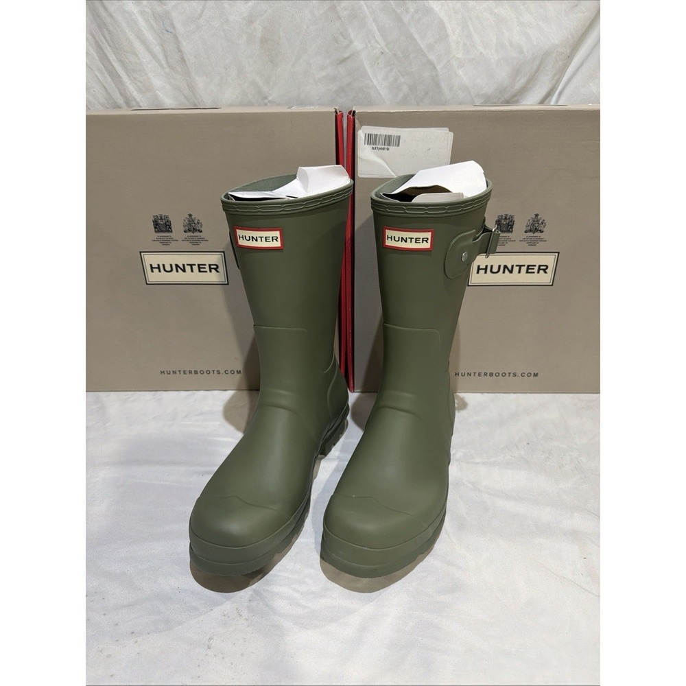 Hunter Men's Original 12" Lichen Green Waterproof Rain Boots Size 10. New